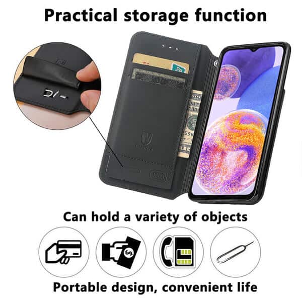CaseNeo For Samsung Galaxy A23 4G Leather Wallet Flip Case With RFID Blocking Credit Card Holder Slots Cover - Colored Squares CaseNeo For Samsung Galaxy A23 4G Leather Wallet Flip Case With RFID Blocking Credit Card Holder Slots Cover - Colored Squares